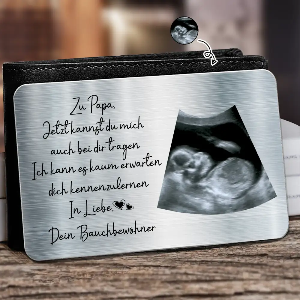 Eigenes Foto Zu Papa Jetzt Kannst Du Mich Auch Bei Dir Tragen - Personalisierte Aluminium-Geldbörsenkarte