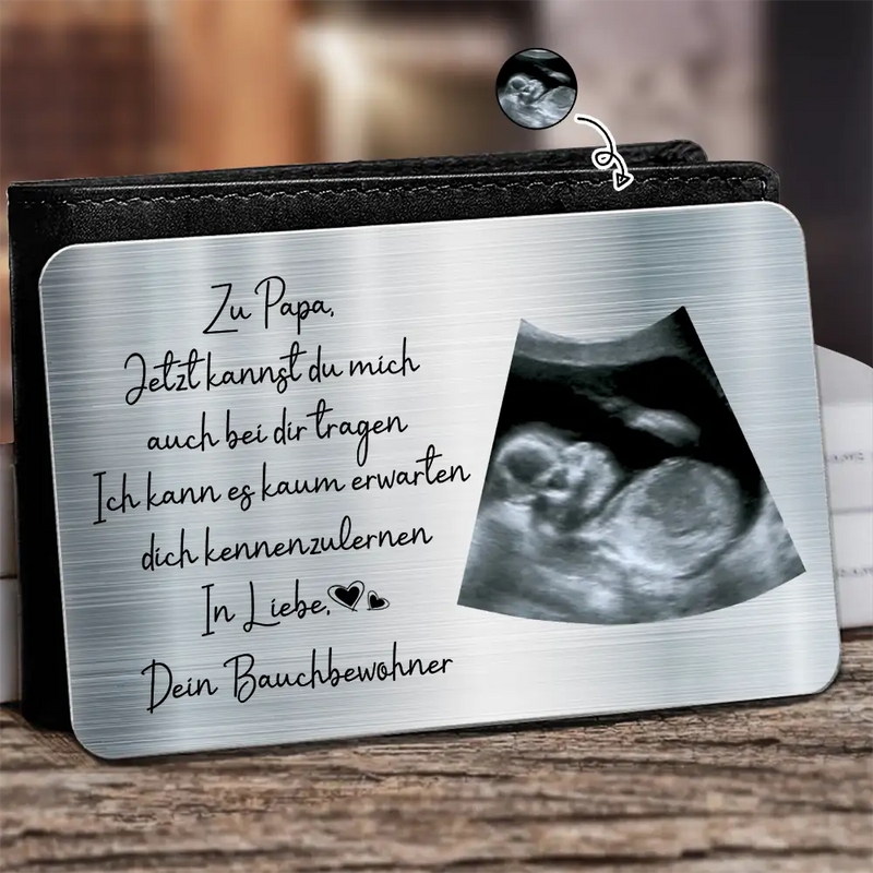 Gift For Father,Gift For Husband,New baby,New Dad - Eigenes Foto Zu Papa Jetzt Kannst Du Mich Auch Bei Dir Tragen - Personalisierte Aluminium-Geldbörsenkarte