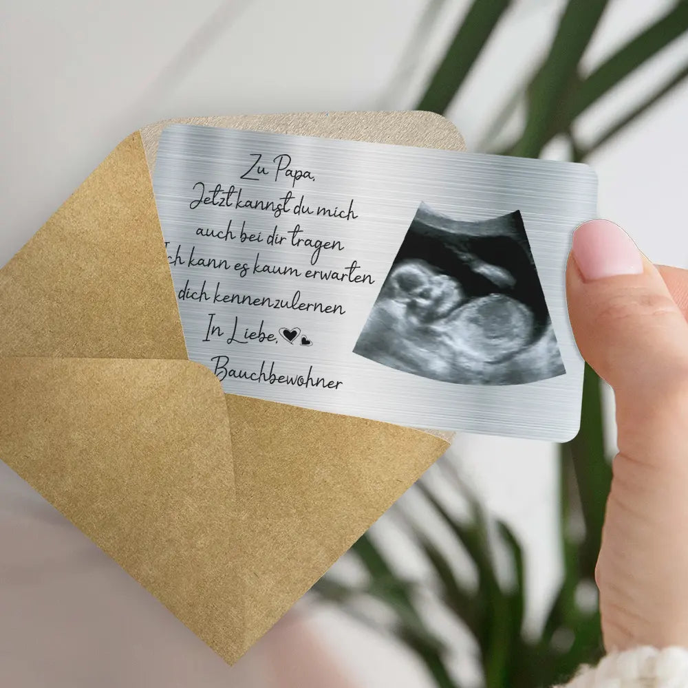 Gift For Father,Gift For Husband,New baby,New Dad - Eigenes Foto Zu Papa Jetzt Kannst Du Mich Auch Bei Dir Tragen - Personalisierte Aluminium-Geldbörsenkarte