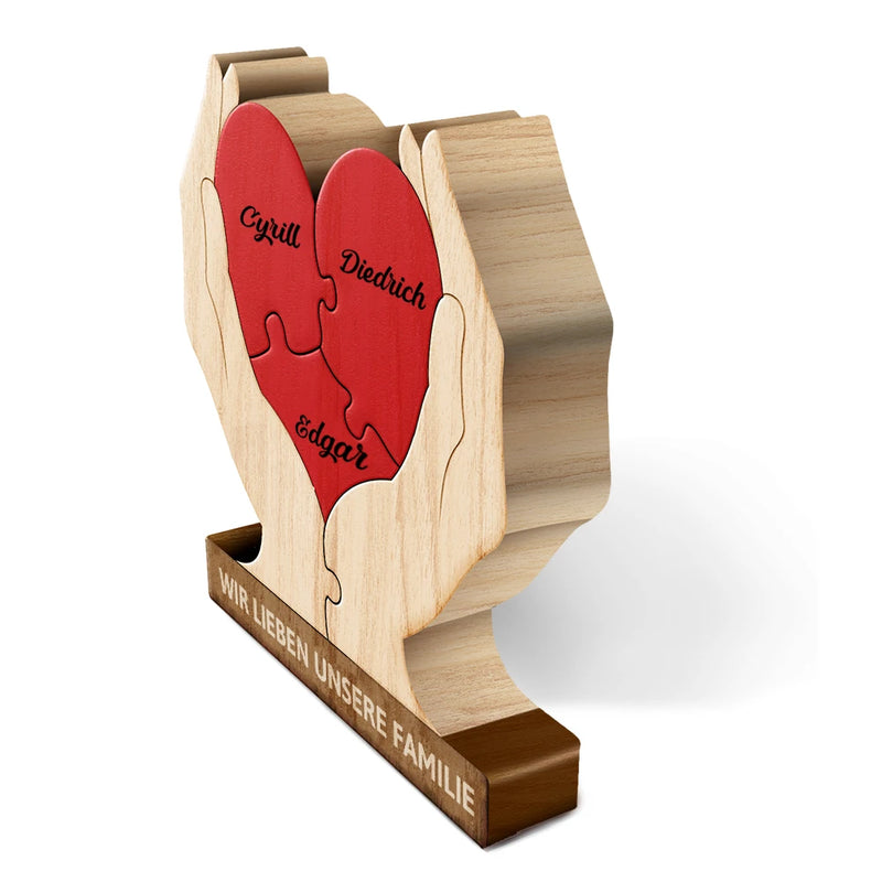 Family,Gift For Wife,Gift For Women,Gift For Husband,Gift For Mother,Gift For Father,Gift For Grandparents,Gift For Grandpa,Gift For Grandma,Parents,Gift For Men - Familienhände Für Immer Zusammen - Geschenk Für Mama, Papa Und Familie - Personalisiertes Individuelles Form-Holzpuzzle