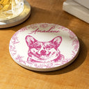 Pet Lovers,Pet Mom,Pet Dad,Dog Dad,Dog Mom,Dog Lovers,Cat Lovers,Cat Mom,Cat Dad - Eigenes Foto Als Bleistiftskizze Hund Und Katze Porträt - Personalisierter Keramik-Untersetzer