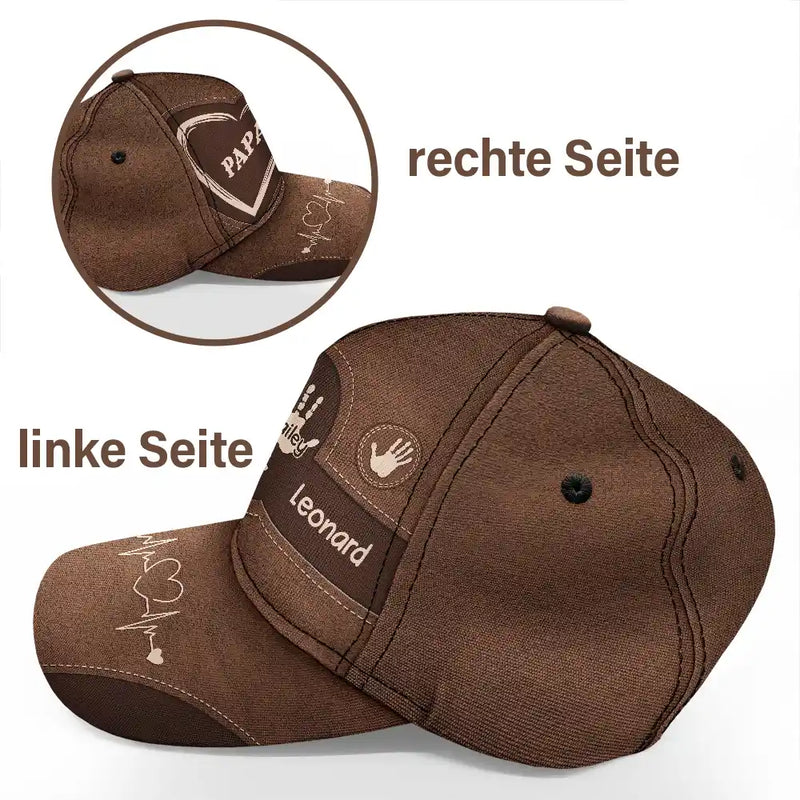 Gift For Yourself,Gift For Women,Gift For Men,Gift For Mother,Gift For Uncle,Gift For Aunt,Gift For Father,Gift For Grandma,Gift For Grandpa,Love - Handabdrücke Von Opa Papa Und Kindern - Personalisierte Klassische Kappe
