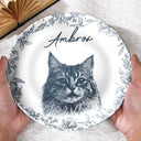 Pet Lovers,Pet Mom,Pet Dad,Pet Couple,Dog Dad,Dog Mom,Dog Lovers,Dog Couple,Cat Lovers,Cat Mom,Cat Couple,Cat Dad,Memorial - Eigenes Foto Als Bleistiftskizze Hund Und Katze Porträt - Personalisierter Keramik Teller