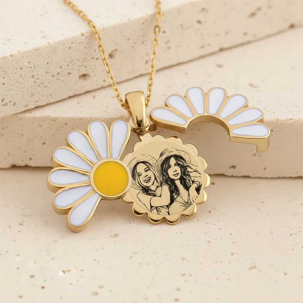 Memorial,Gift For Women,Gift For Bestie,Gift For Mother,Gift For Grandma,Gift For Sisters,Gift For Wife,Gift For Girlfriend,Gift For Yourself,Gift For Aunt,Gift For Daughter,Mom - Daughters (Adult) - Eigenes Foto Als Bleistiftskizze Porträt-Schmuck Für Damen - Personalisierte Halskette Mit Versteckter Botschaft