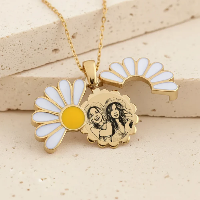 Memorial,Gift For Women,Gift For Bestie,Gift For Mother,Gift For Grandma,Gift For Sisters,Gift For Wife,Gift For Girlfriend,Gift For Yourself,Gift For Aunt,Gift For Daughter,Mom - Daughters (Adult) - Eigenes Foto Als Bleistiftskizze Porträt-Schmuck Für Damen - Personalisierte Halskette Mit Versteckter Botschaft