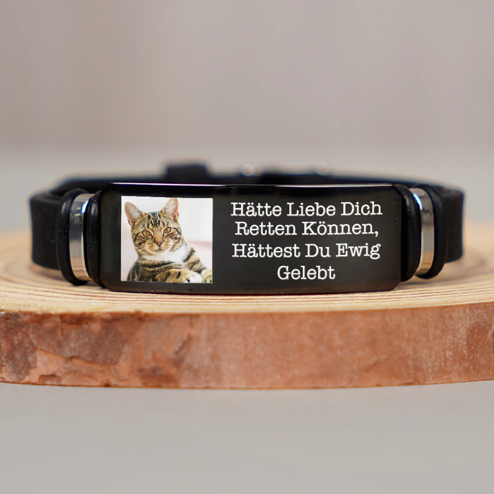 Dog Lovers,Dog Mom,Pet Lovers,Dog Dad,Memorial,German,Sad,Non-Eng,Photo,Sympathetic - Eigenes Foto Für Immer In Meinem Herzen - Gedenkgeschenk Für Tierliebhaber - Personalisiertes Graviertes Armband