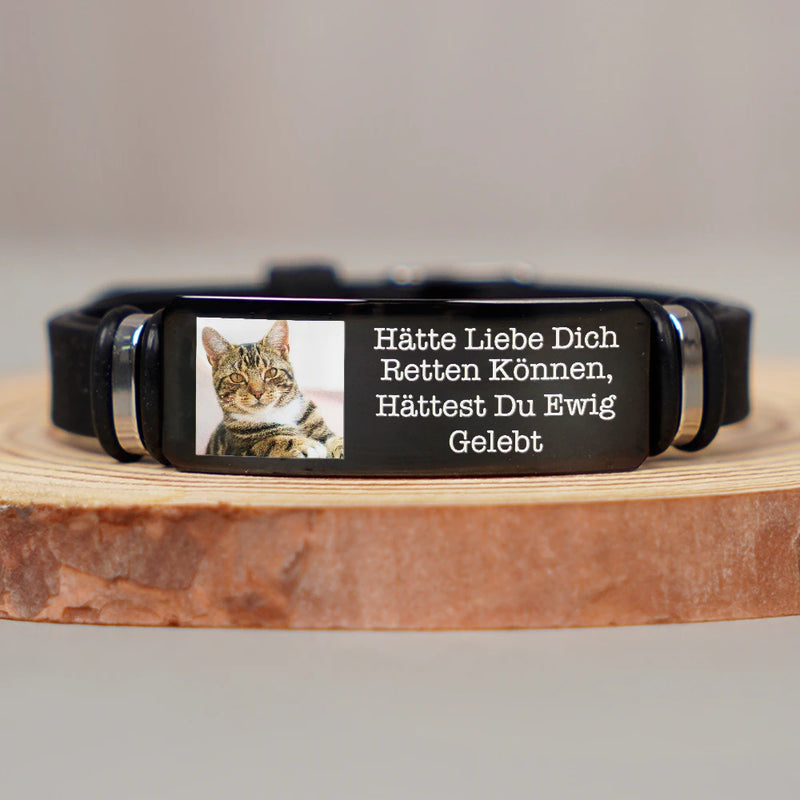 Dog Lovers,Dog Mom,Pet Lovers,Dog Dad,Memorial,German,Sad,Non-Eng,Photo,Sympathetic - Eigenes Foto Für Immer In Meinem Herzen - Gedenkgeschenk Für Tierliebhaber - Personalisiertes Graviertes Armband