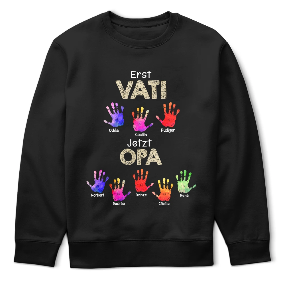Gift For Father, Gift For Grandpa - Handabdruck Erst Papa Jetzt Opa - Geschenk Für Papa Opa - Personalisiertes T Shirt