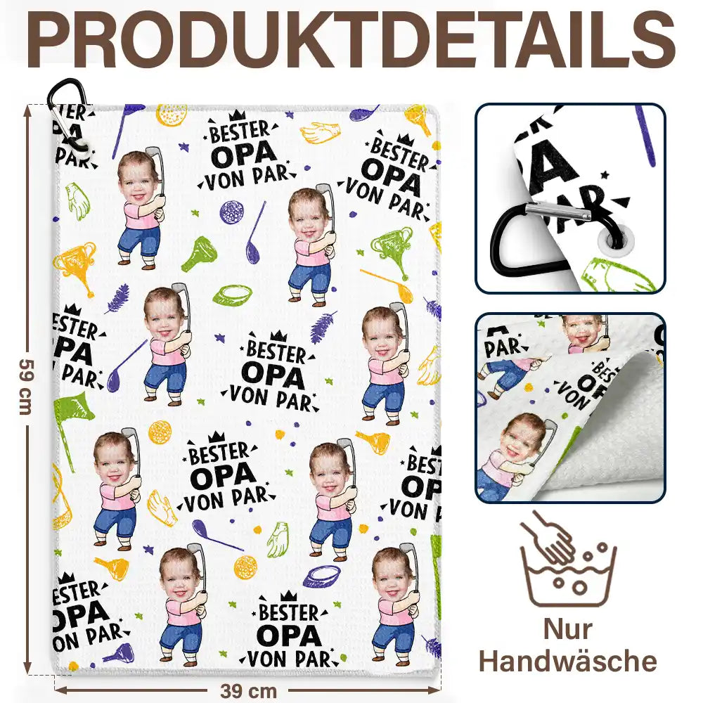 Eigenes Foto Bester Papa Von Par Lustiges Kind - Personalisiertes Golf-Handtuch