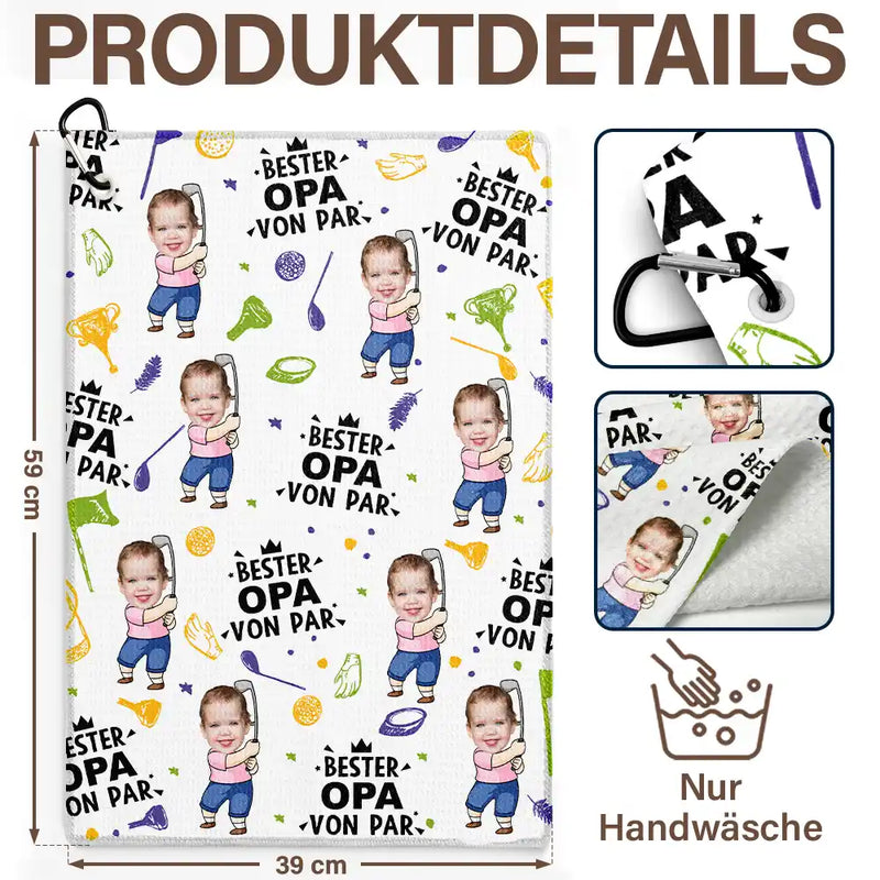 Eigenes Foto Bester Papa Von Par Lustiges Kind - Personalisiertes Golf-Handtuch