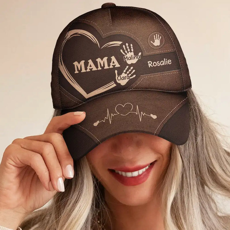 Gift For Yourself,Gift For Women,Gift For Men,Gift For Mother,Gift For Uncle,Gift For Aunt,Gift For Father,Gift For Grandma,Gift For Grandpa,Love - Handabdrücke Von Opa Papa Und Kindern - Personalisierte Klassische Kappe