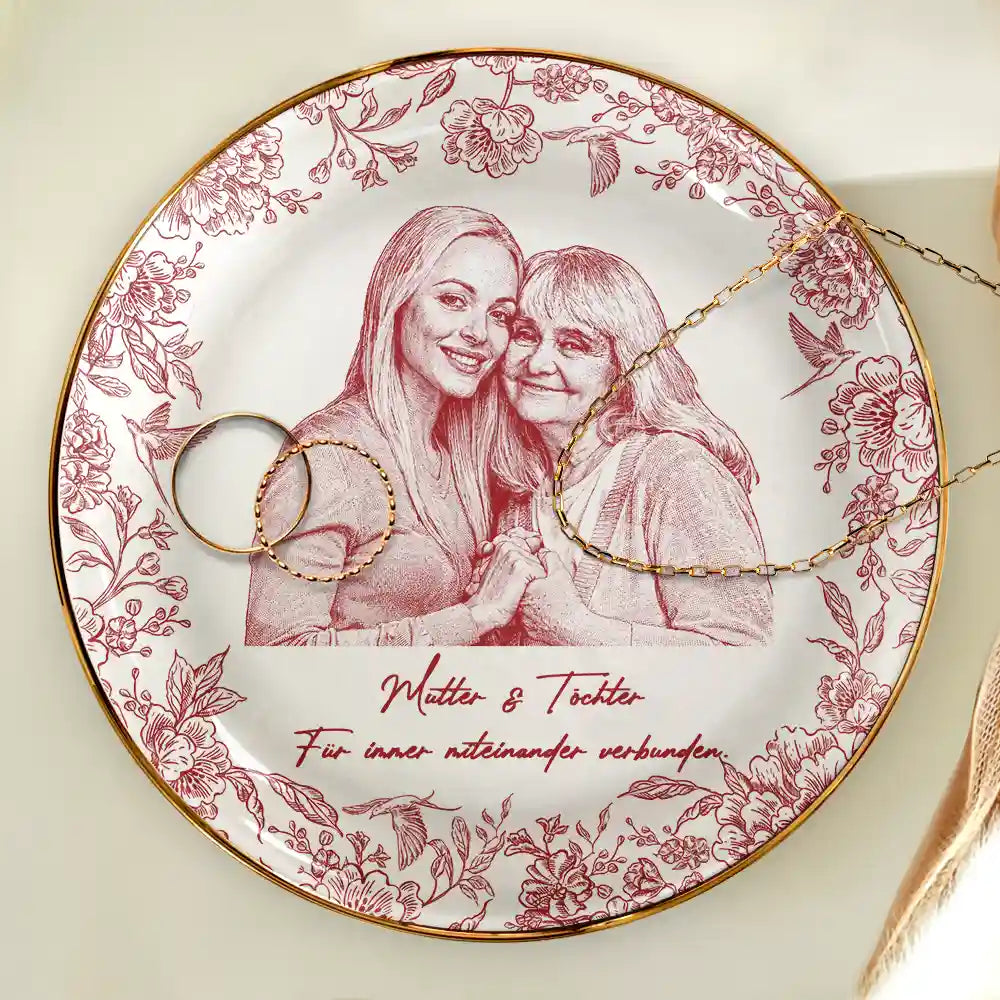 Gift For Mother, Gift For Women, Gift For Grandma, Gift For Wife - Eigenes Foto Als Bleistiftskizze Die Liebe Zwischen Mutter Und Tochter - Personalisierte Schmuckschale