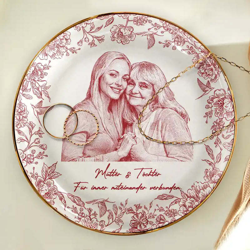 Gift For Mother, Gift For Women, Gift For Grandma, Gift For Wife - Eigenes Foto Als Bleistiftskizze Die Liebe Zwischen Mutter Und Tochter - Personalisierte Schmuckschale