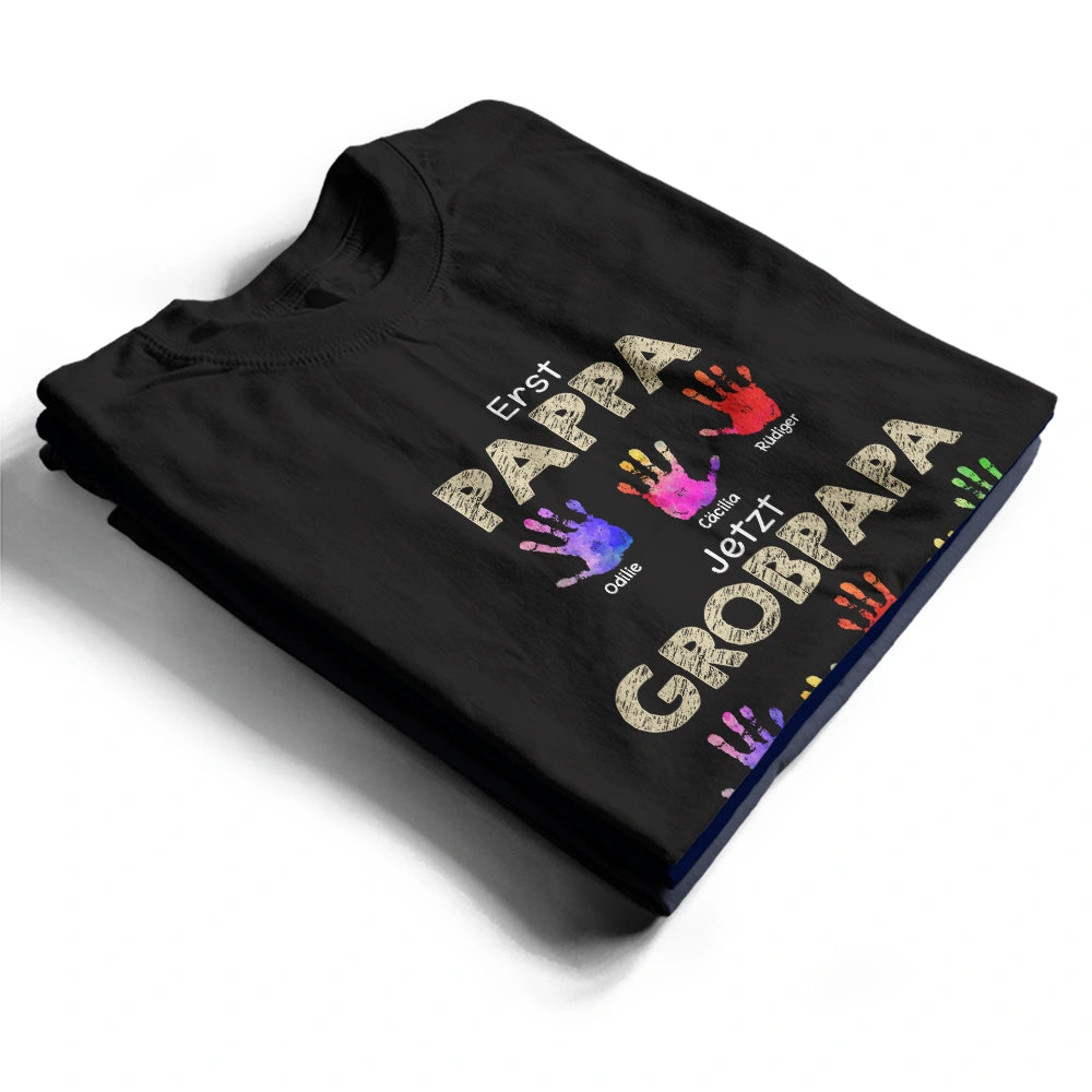 Gift For Father, Gift For Grandpa - Handabdruck Erst Papa Jetzt Opa - Geschenk Für Papa Opa - Personalisiertes T Shirt