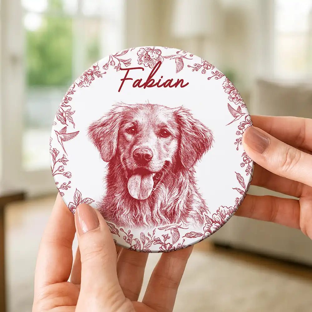 Pet Lovers,Pet Mom,Pet Dad,Dog Dad,Dog Mom,Dog Lovers,Cat Lovers,Cat Mom,Cat Dad - Eigenes Foto Als Bleistiftskizze Hund Und Katze Porträt - Personalisierter Keramik-Untersetzer