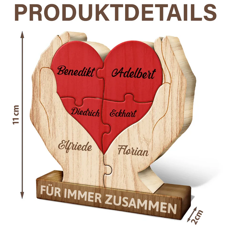 Family,Gift For Wife,Gift For Women,Gift For Husband,Gift For Mother,Gift For Father,Gift For Grandparents,Gift For Grandpa,Gift For Grandma,Parents,Gift For Men - Familienhände Für Immer Zusammen - Geschenk Für Mama, Papa Und Familie - Personalisiertes Individuelles Form-Holzpuzzle