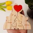 Elefantenfamilie - Liebevolles Geschenk Für Mama, Papa Und Familie - Personalisiertes Individuelles Form-Holzpuzzle