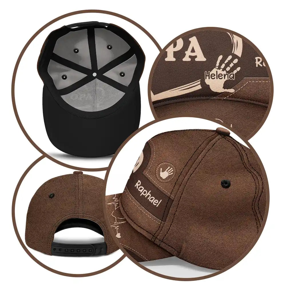 Gift For Yourself,Gift For Women,Gift For Men,Gift For Mother,Gift For Uncle,Gift For Aunt,Gift For Father,Gift For Grandma,Gift For Grandpa,Love - Handabdrücke Von Opa Papa Und Kindern - Personalisierte Klassische Kappe