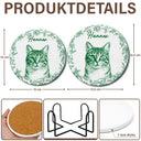 Pet Lovers,Pet Mom,Pet Dad,Dog Dad,Dog Mom,Dog Lovers,Cat Lovers,Cat Mom,Cat Dad - Eigenes Foto Als Bleistiftskizze Hund Und Katze Porträt - Personalisierter Keramik-Untersetzer