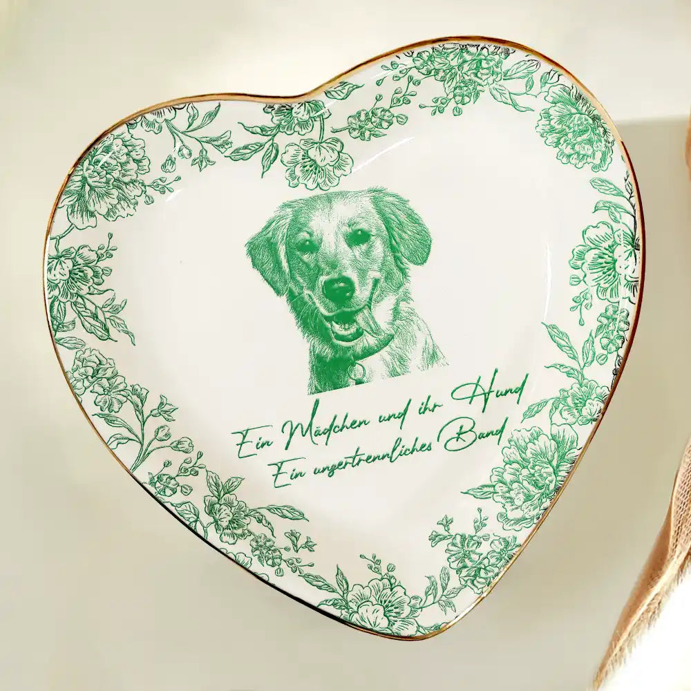 Pet Lovers,Pet Mom,Dog Lovers,Dog Mom,Cat Lovers,Cat Mom - Eigenes Foto Als Bleistiftskizze Mädchen mit Hund Und Katze - Personalisierte Schmuckschale