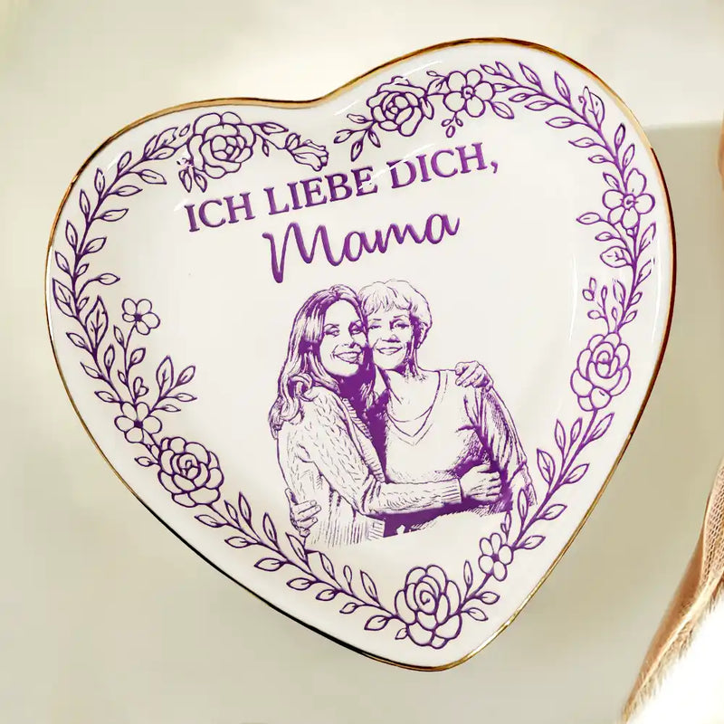 Gift For Mother, Gift For Women, Gift For Grandma, Gift For Wife - Eigenes Foto Als Bleistiftskizze Ich Liebe Dich Mama Oma - Personalisierte Schmuckschale