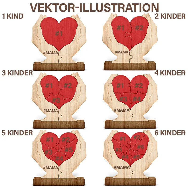 Family,Gift For Wife,Gift For Women,Gift For Husband,Gift For Mother,Gift For Father,Gift For Grandparents,Gift For Grandpa,Gift For Grandma,Parents,Gift For Men - Familienhände Für Immer Zusammen - Geschenk Für Mama, Papa Und Familie - Personalisiertes Individuelles Form-Holzpuzzle