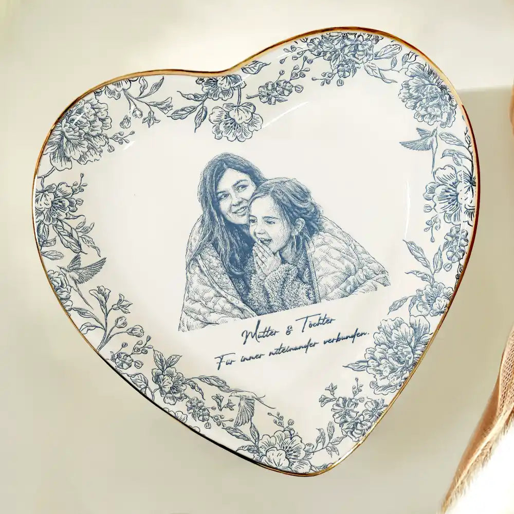 Gift For Mother, Gift For Women, Gift For Grandma, Gift For Wife - Eigenes Foto Als Bleistiftskizze Die Liebe Zwischen Mutter Und Tochter - Personalisierte Schmuckschale