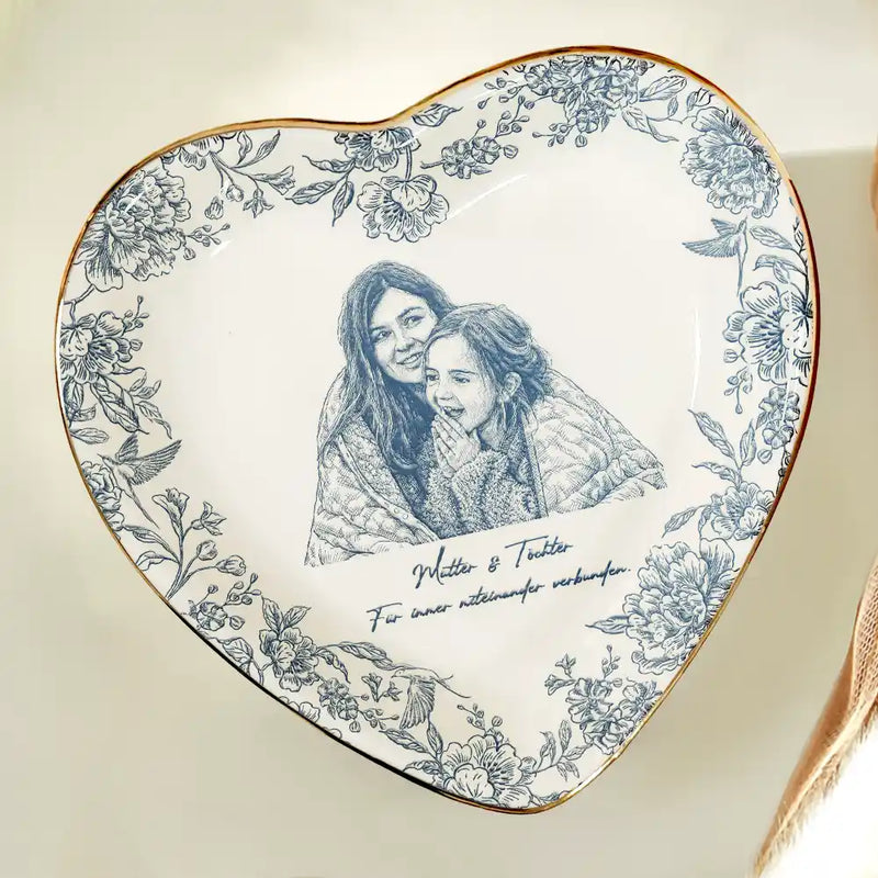 Gift For Mother, Gift For Women, Gift For Grandma, Gift For Wife - Eigenes Foto Als Bleistiftskizze Die Liebe Zwischen Mutter Und Tochter - Personalisierte Schmuckschale