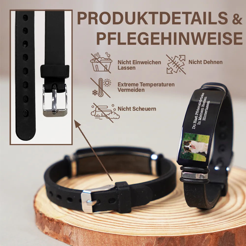 Dog Lovers,Dog Mom,Pet Lovers,Dog Dad,Memorial,German,Sad,Non-Eng,Photo,Sympathetic - Eigenes Foto Für Immer In Meinem Herzen - Gedenkgeschenk Für Tierliebhaber - Personalisiertes Graviertes Armband