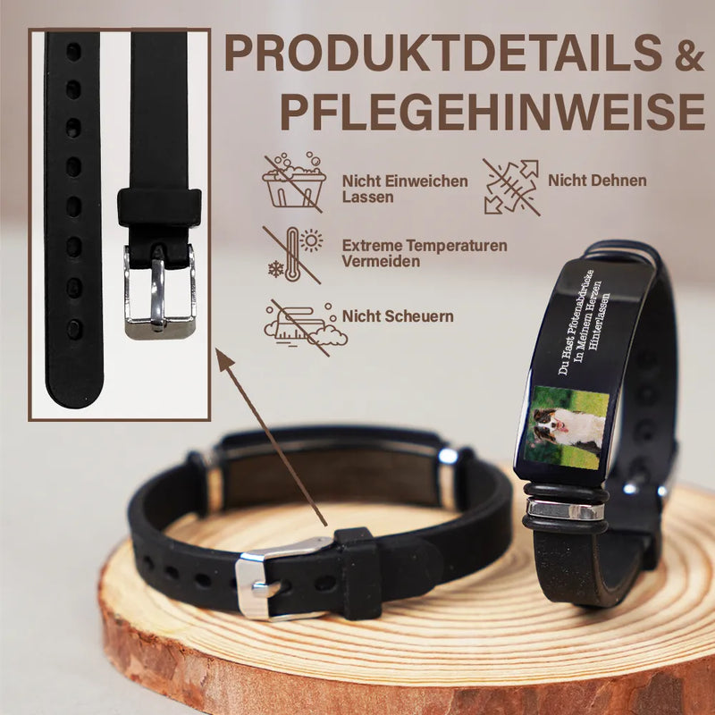 Dog Lovers,Dog Mom,Pet Lovers,Dog Dad,Memorial,German,Sad,Non-Eng,Photo,Sympathetic - Eigenes Foto Für Immer In Meinem Herzen - Gedenkgeschenk Für Tierliebhaber - Personalisiertes Graviertes Armband