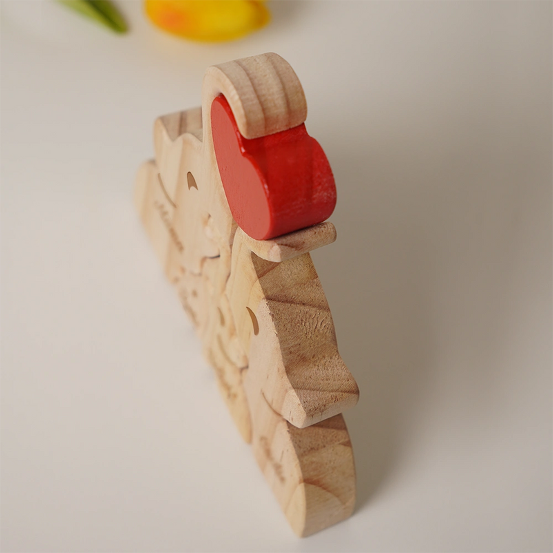 Elefantenfamilie - Liebevolles Geschenk Für Mama, Papa Und Familie - Personalisiertes Individuelles Form-Holzpuzzle