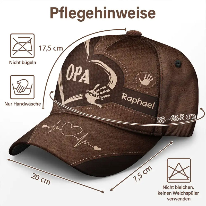 Gift For Yourself,Gift For Women,Gift For Men,Gift For Mother,Gift For Uncle,Gift For Aunt,Gift For Father,Gift For Grandma,Gift For Grandpa,Love - Handabdrücke Von Opa Papa Und Kindern - Personalisierte Klassische Kappe
