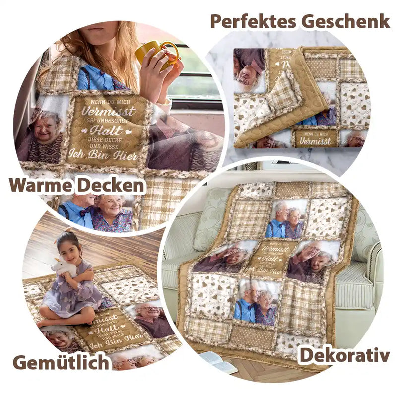 Sad, Top Market, Custom Photo, Family, Gift For Women, Gift For Men - Eigenes Foto Denkmal Wenn Du Mich Wirklich Vermisst Halte Diese Decke - Personalisierte Fleecedecke Sherpa Decke