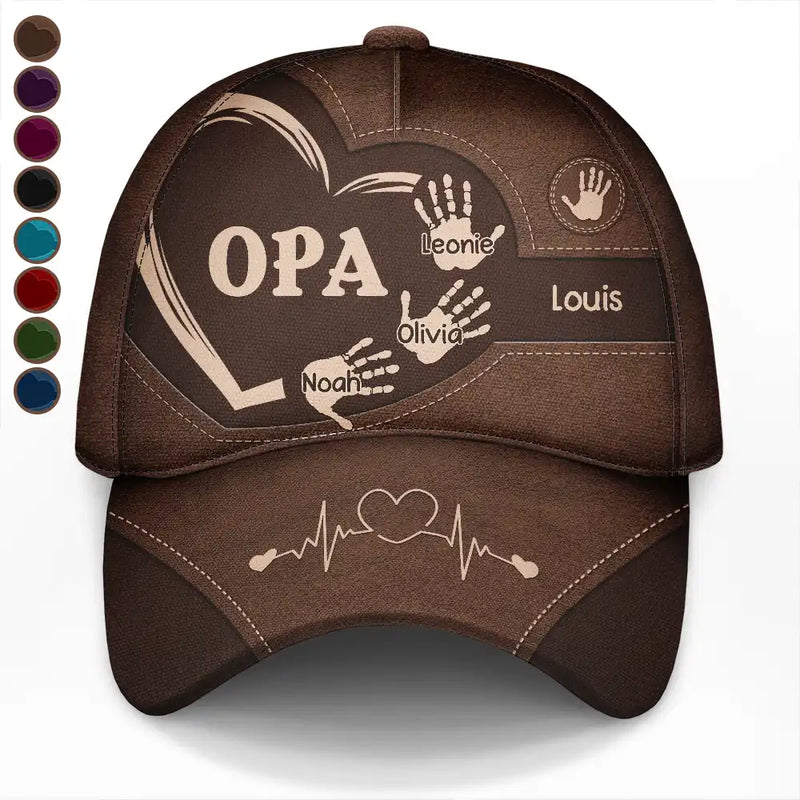 Gift For Yourself,Gift For Women,Gift For Men,Gift For Mother,Gift For Uncle,Gift For Aunt,Gift For Father,Gift For Grandma,Gift For Grandpa,Love - Handabdrücke Von Opa Papa Und Kindern - Personalisierte Klassische Kappe