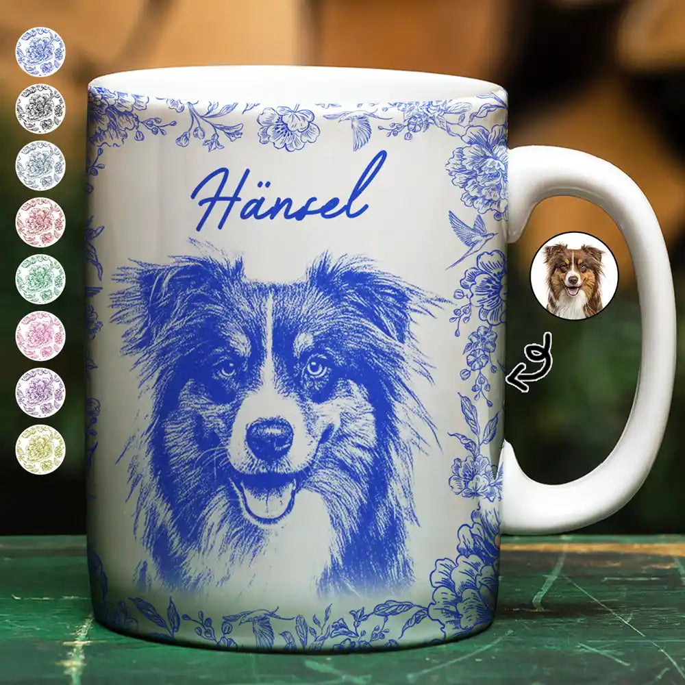 Pet Lovers,Pet Mom,Pet Dad,Pet Couple,Dog Dad,Dog Mom,Dog Lovers,Dog Couple,Cat Lovers,Cat Mom,Cat Couple,Cat Dad - Eigenes Foto Als Bleistiftskizze Hund Und Katze Porträt - Personalisierte Weiße Tasse Mit Rundumdruck
