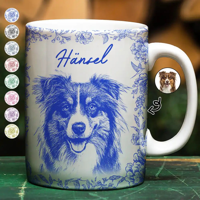 Pet Lovers,Pet Mom,Pet Dad,Pet Couple,Dog Dad,Dog Mom,Dog Lovers,Dog Couple,Cat Lovers,Cat Mom,Cat Couple,Cat Dad - Eigenes Foto Als Bleistiftskizze Hund Und Katze Porträt - Personalisierte Weiße Tasse Mit Rundumdruck