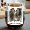 Gift For Bestie, Old Best friends, Gift For Women - Eigenes Foto Besties Grayscale Direkt In Den Hals Boxen - Personalisierte Weingläser Ohne Stiel