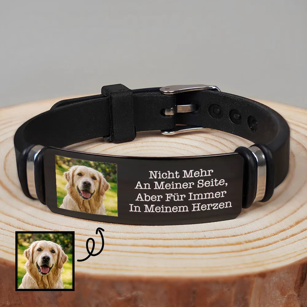 Eigenes Foto Für Immer In Meinem Herzen - Gedenkgeschenk Für Tierliebhaber - Personalisiertes Graviertes Armband