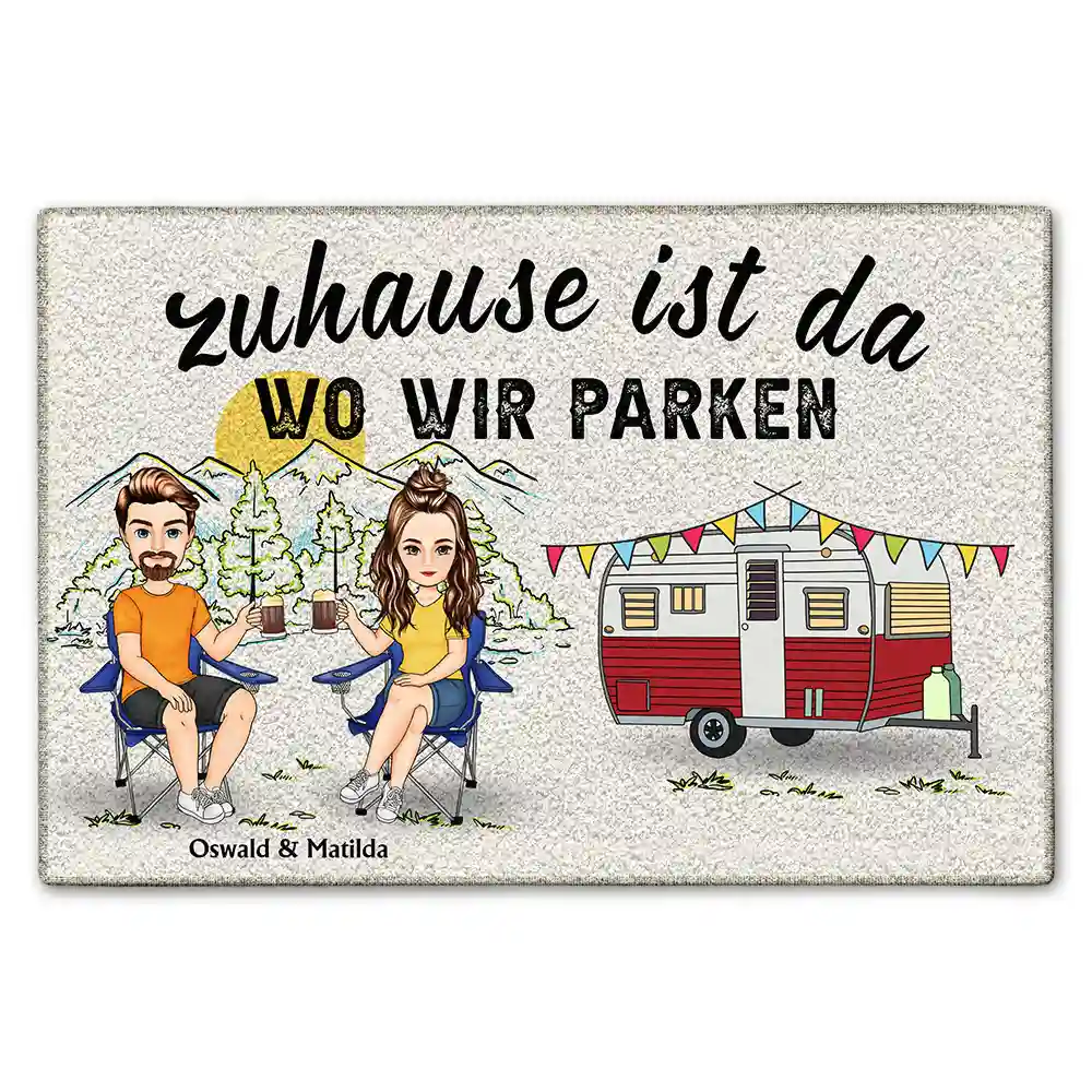 Zuhause Ist Da Wo Wir Parken Karikatur - Personalisierte Fußmatte
