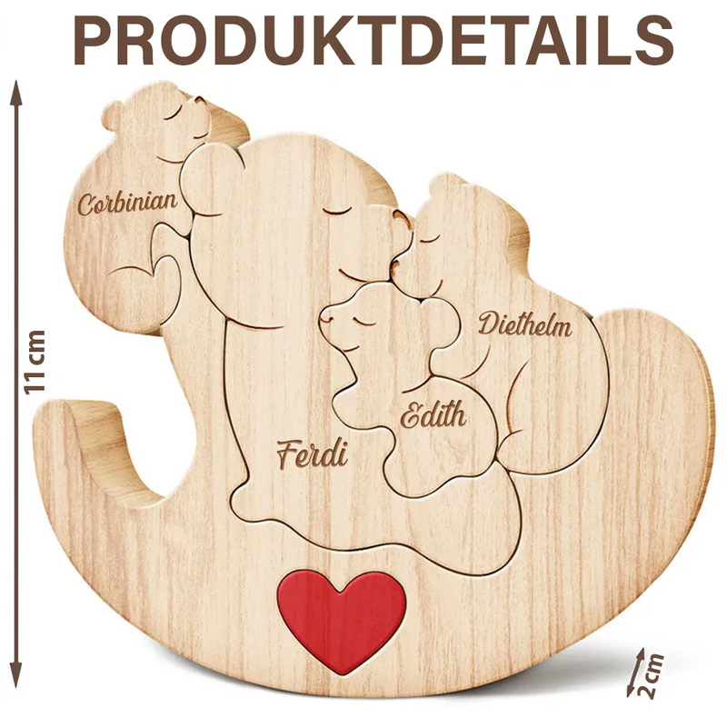 Family, Gift For Wife, Gift For Women, Gift For Mother, Gift For Grandma - Mama Bär - Liebevolles Geschenk Für Mamas Und Omas - Personalisiertes Individuelles Form-Holzpuzzle