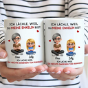 Mom - Daughters (Adult),Mom - Daughters (Young),Mom - Sons,Gift For Daughter,Grandma - Grandkids,Non-Eng,Happy - Mama Oma Ich Lächle Weil Du Meine Tochter Mein Sohn Bist - Personalisierte Tasse