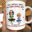 Mom - Daughters (Adult),Mom - Daughters (Young),Mom - Sons,Gift For Daughter,Grandma - Grandkids,Non-Eng,Happy - Mama Oma Ich Lächle Weil Du Meine Tochter Mein Sohn Bist - Personalisierte Tasse