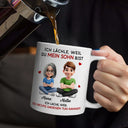 Mom - Daughters (Adult),Mom - Daughters (Young),Mom - Sons,Gift For Daughter,Grandma - Grandkids,Non-Eng,Happy - Mama Oma Ich Lächle Weil Du Meine Tochter Mein Sohn Bist - Personalisierte Tasse