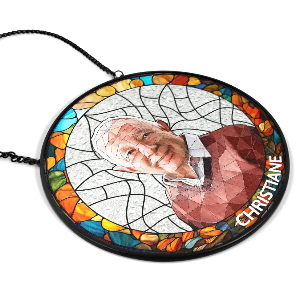 Pet Lovers,Pet Mom,Pet Dad,Family,Dog Lovers,Cat Lovers,Memorial,Gift For Women,Gift For Men,Gift For Grandpa,Gift For Grandma,Gift For Grandparents,Parents - Eigenes Foto Als Glasmalerei Porträt Von Familie Und Haustieren - Personalisierter Buntglas-Fenster-Sonnenfänger Zum Aufhängen
