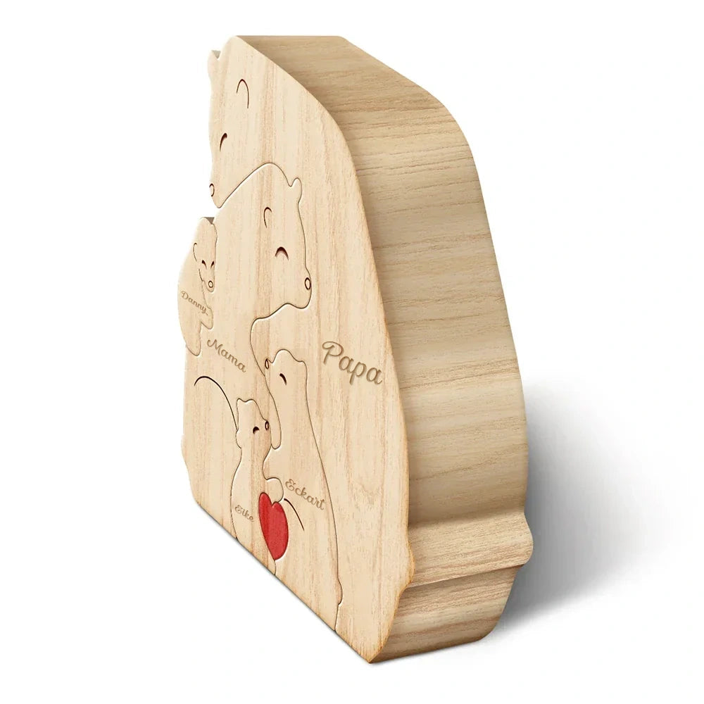 Family,Gift For Wife,Gift For Women,Gift For Husband,Gift For Mother,Gift For Father,Gift For Grandparents,Gift For Grandpa,Gift For Grandma,Parents,Gift For Men - Bärenfamilie - Liebevolles Geschenk Für Mama, Papa Und Familie - Personalisiertes Individuelles Form-Holzpuzzle