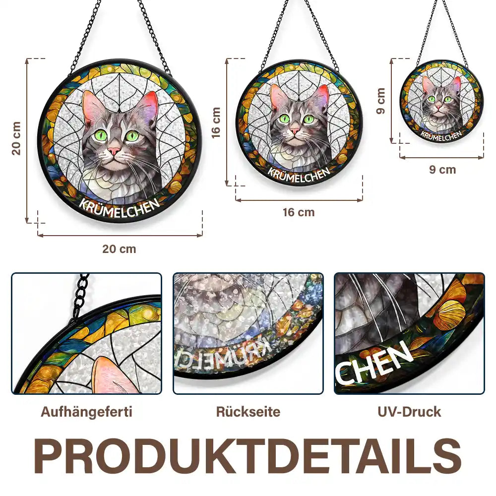 Pet Lovers,Pet Mom,Pet Dad,Family,Dog Lovers,Cat Lovers,Memorial,Gift For Women,Gift For Men,Gift For Grandpa,Gift For Grandma,Gift For Grandparents,Parents - Eigenes Foto Als Glasmalerei Porträt Von Familie Und Haustieren - Personalisierter Buntglas-Fenster-Sonnenfänger Zum Aufhängen