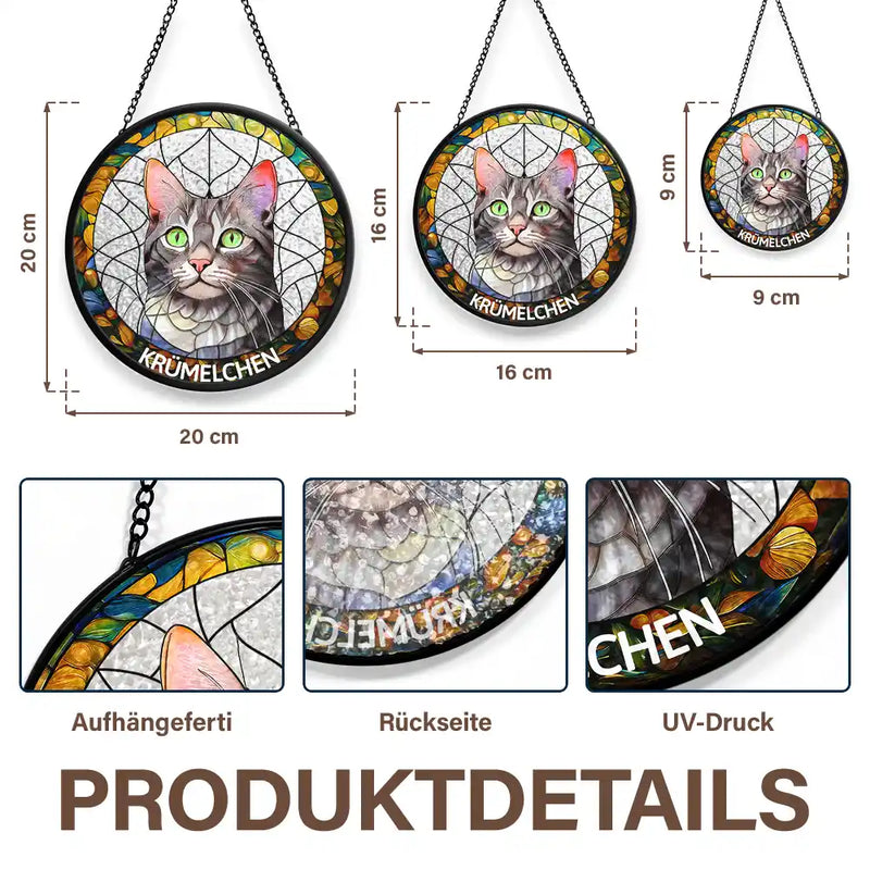 Pet Lovers,Pet Mom,Pet Dad,Family,Dog Lovers,Cat Lovers,Memorial,Gift For Women,Gift For Men,Gift For Grandpa,Gift For Grandma,Gift For Grandparents,Parents - Eigenes Foto Als Glasmalerei Porträt Von Familie Und Haustieren - Personalisierter Buntglas-Fenster-Sonnenfänger Zum Aufhängen