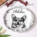 Pet Lovers,Pet Mom,Pet Dad,Pet Couple,Dog Dad,Dog Mom,Dog Lovers,Dog Couple,Cat Lovers,Cat Mom,Cat Couple,Cat Dad,Memorial - Eigenes Foto Als Bleistiftskizze Hund Und Katze Porträt - Personalisierter Keramik Teller