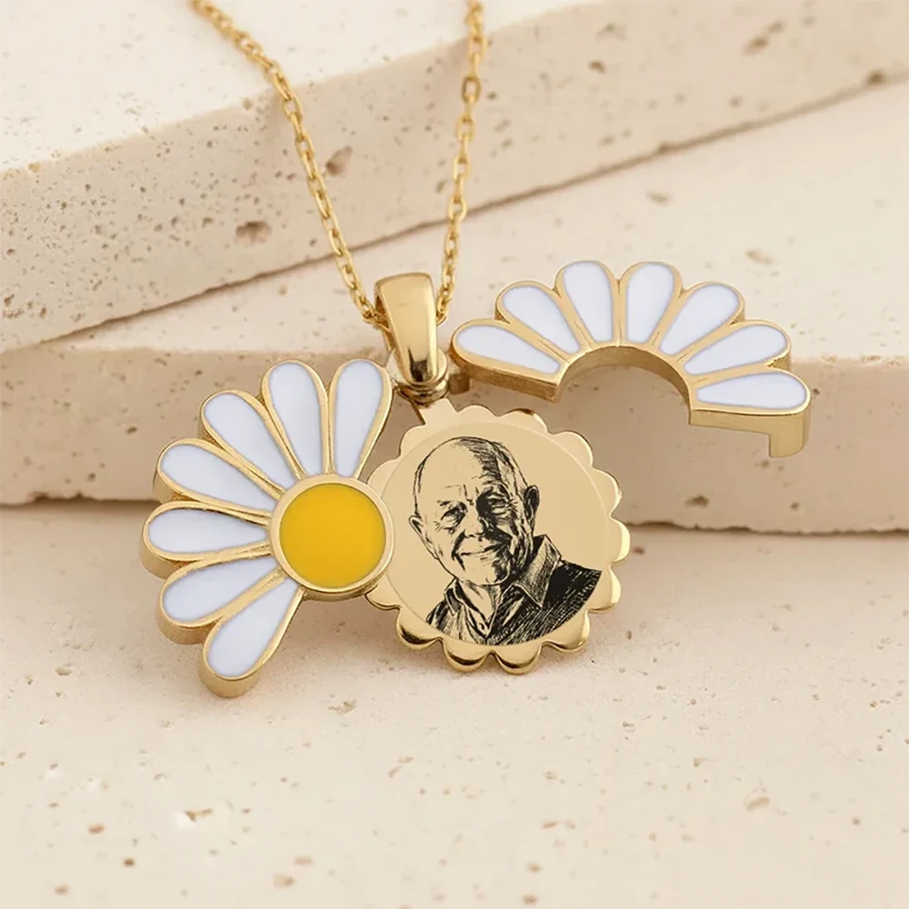 Memorial,Gift For Women,Mom - Daughters (Adult),Gift For Mother,Gift For Grandma,Gift For Daughter,Gift For Yourself - Eigenes Foto Als Bleistiftskizze Porträt Zum Gedenken An Einen Geliebten Menschen - Personalisierte Halskette Mit Versteckter Botschaft