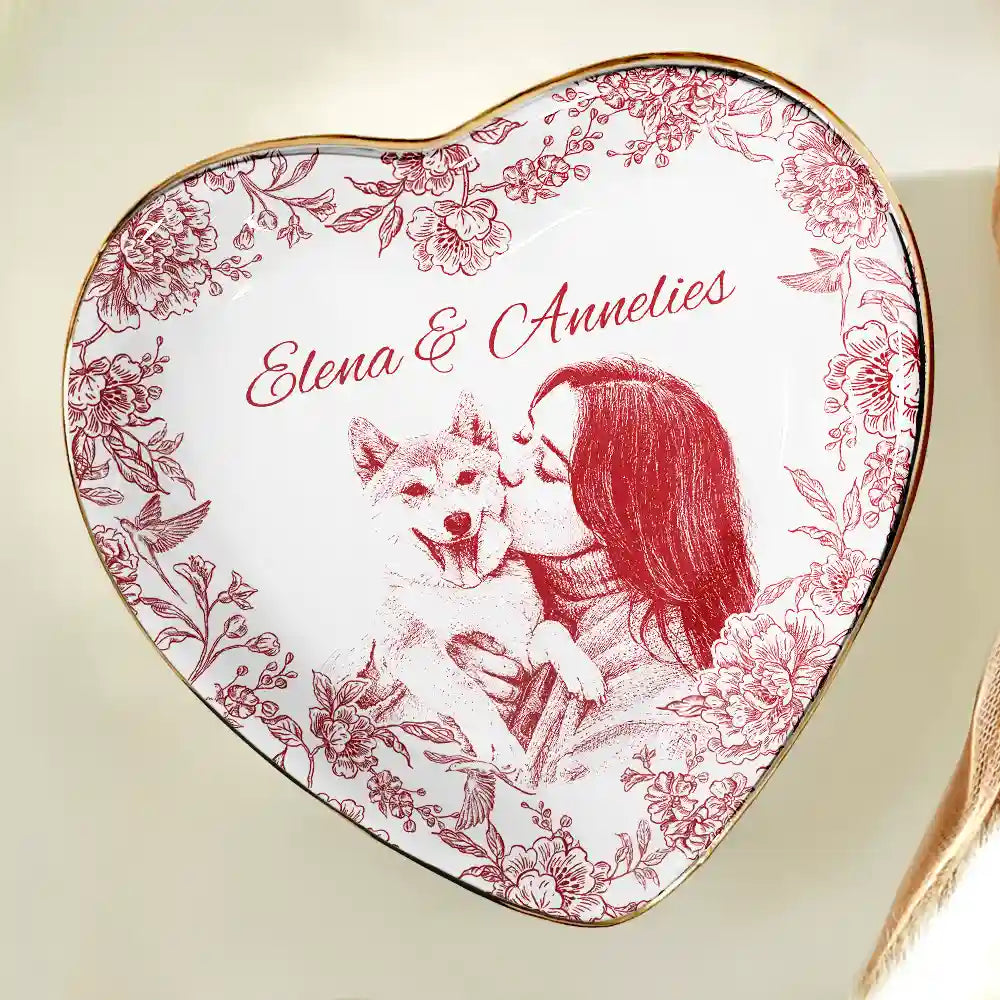 Gift For Couples,Pet Lovers,Family,Gift For Husband,Gift For Wife,Gift For Girlfriend,Gift For Boyfriend,Parents,Gift For Women,Gift For Men,Gift For Mother,Gift For Father,Gift For Grandparents,Gift For Sisters,Gift For Brothers,Dog Lovers,Cat Lovers - Eigenes Foto Als Bleistiftskizze Liebevolle Familie Paar Und Haustier - Personalisierte Schmuckschale